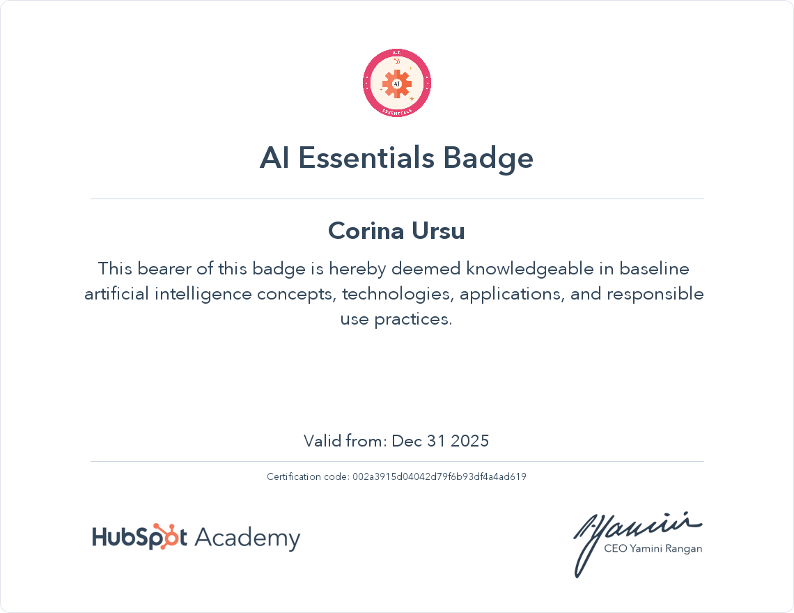 Certification Ai Essentials