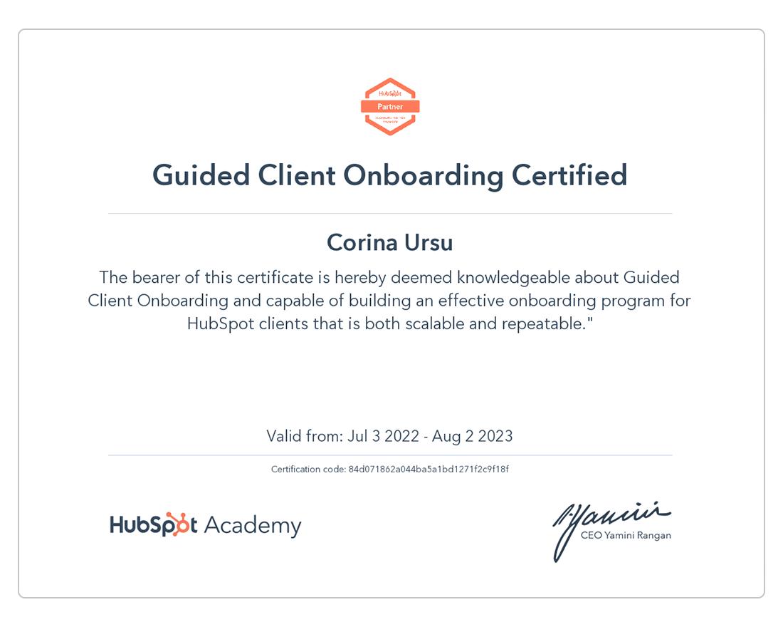 Hubspot Certifications Client Onboarding