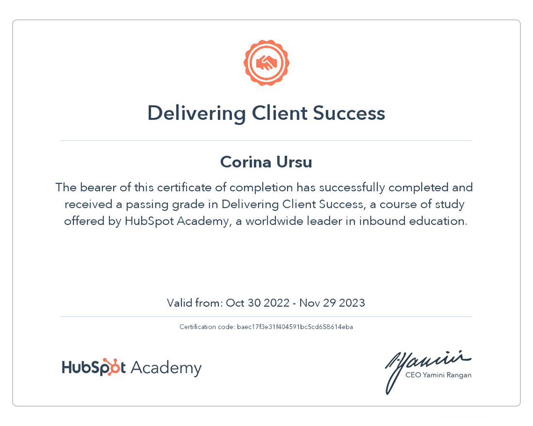 Hubspot Certifications Delivering Client Succes