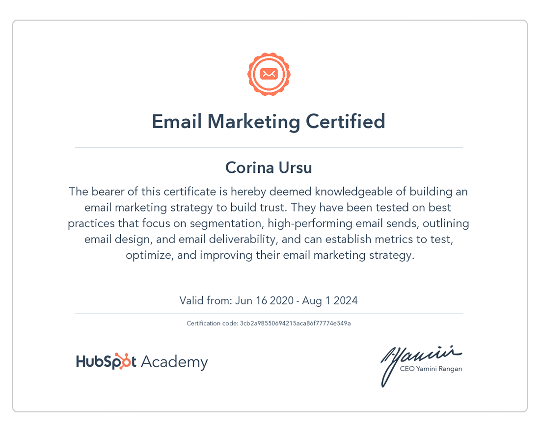 Hubspot Certifications Email Marketing
