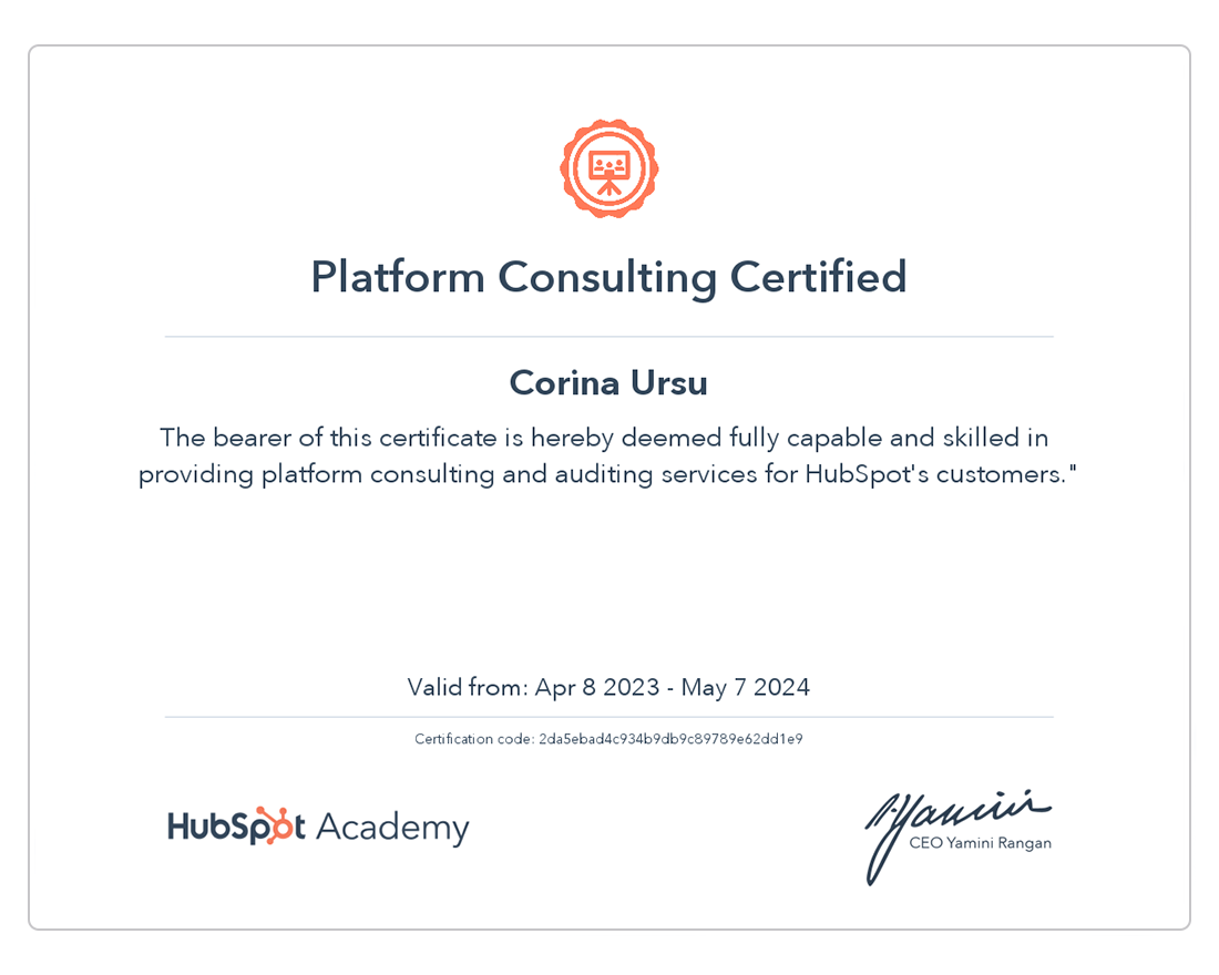 Hubspot Certifications Plaform Consulting