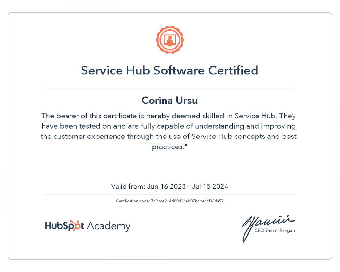 Hubspot Certifications Service Hub